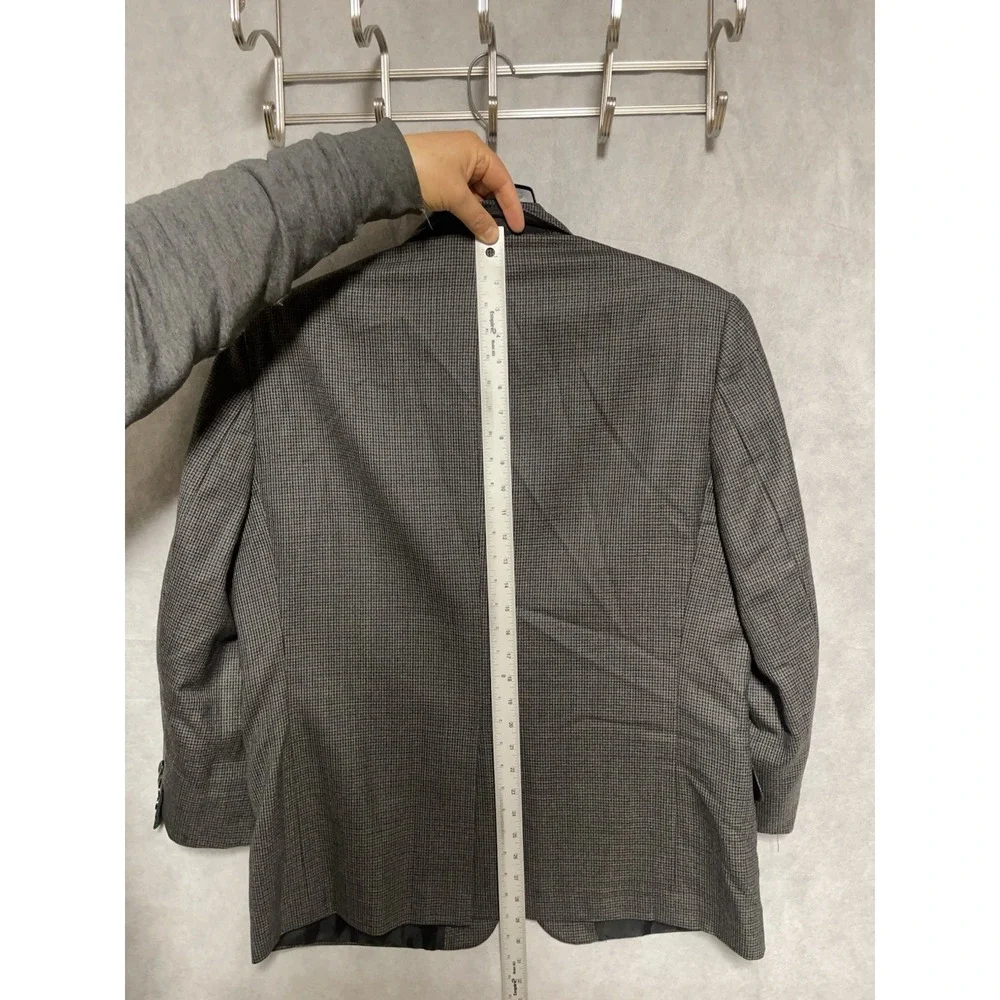 Chaps Blazer Men 42S Gray Beige Houndstooth Wool Flannel Ralph‎ Lauren Coat Luxe